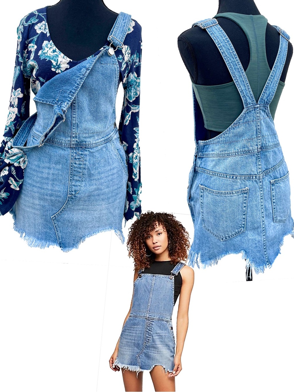 Free People Denim Overall Mini Skirt W2 EUC